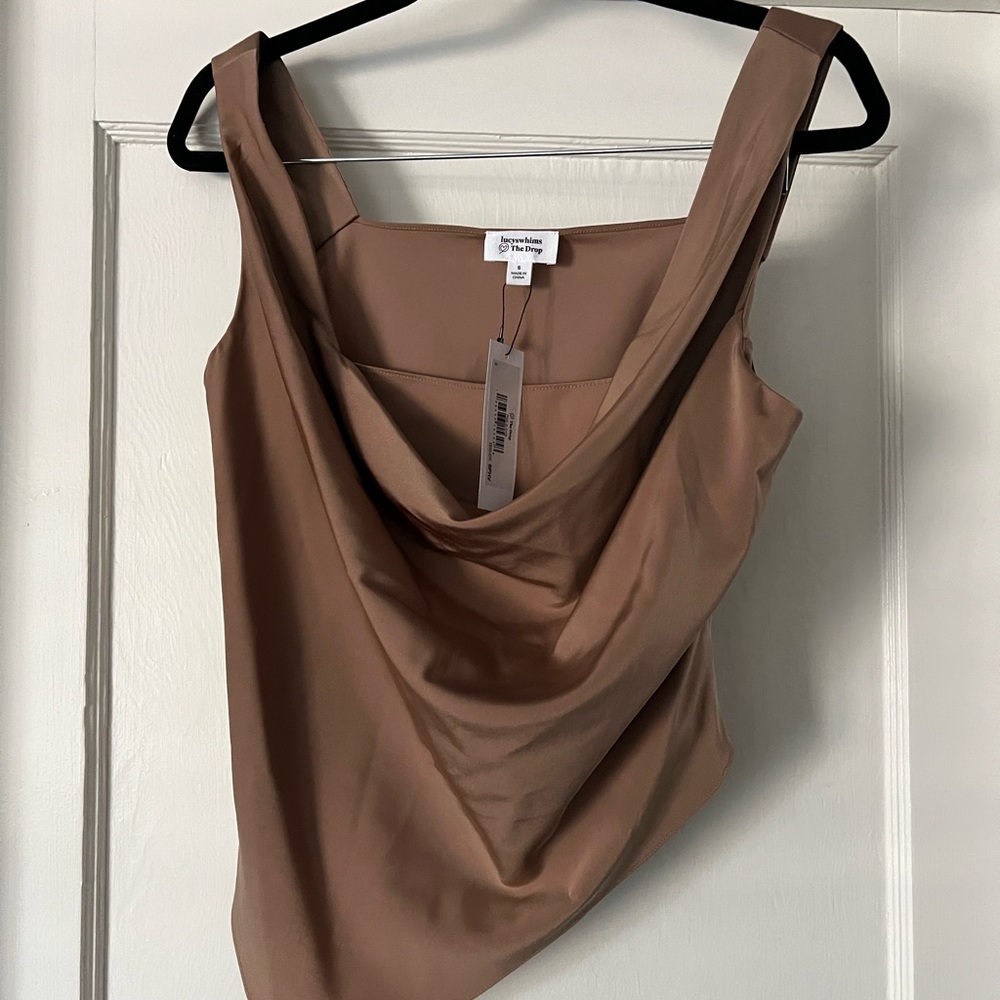 Elegant Tan Draped Tank Top